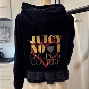 Juicy Couture Jacket Navy Blue XL Velour Crop Fringe Heart Hood Retro
Hype Core